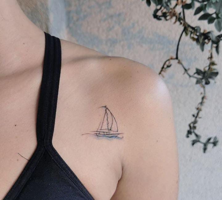 Tattoo uploaded by Claire • By #PontoTattoo #minimalist #dotwork #landscape  #boat #siddhartha • Tattoodo
