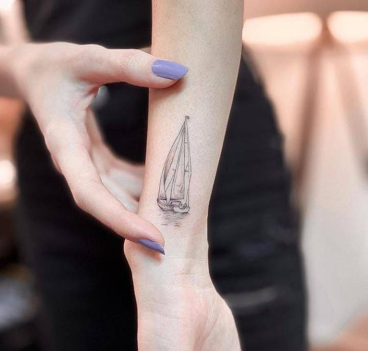 Sailboat Wave Temporary Tattoo / Boat Tattoo / Small Tattoo - Etsy Sweden